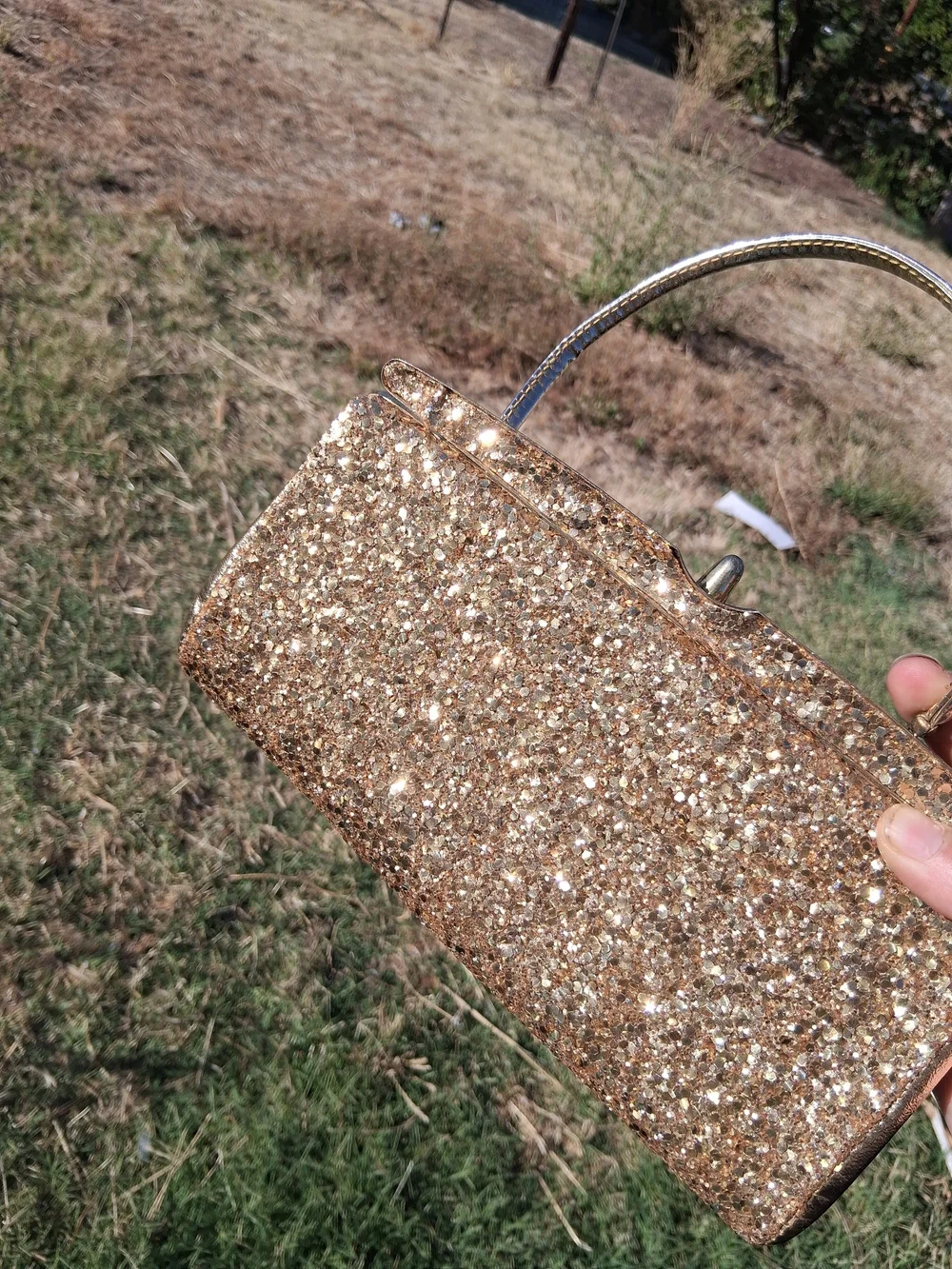 Vintage Gold Glitter Wristlet Clutch